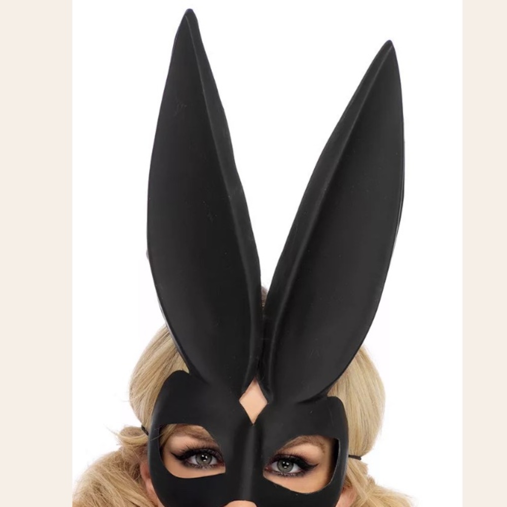 Black bunny mask fetish lingerie costume playboy club bondage Easter cosplay new